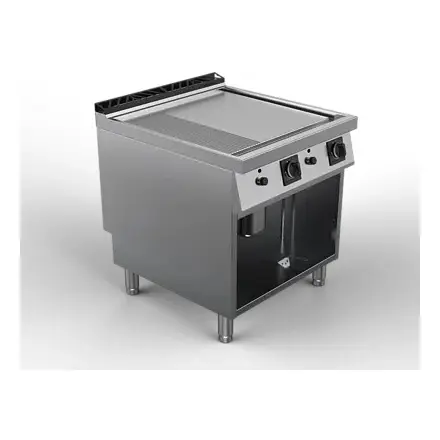 Plinska ploča za pečenje (fry-top) OFFCAR MILO M9FTG80LRS - 2/3 glatka i 1/3 rebrasta, hromirana mat ploča na otvorenom postolju